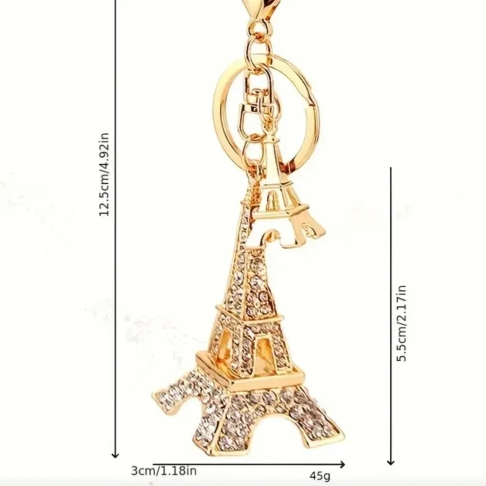 Eiffel Tower Keychain Charm - Gold Toned NWT - Sparkly
